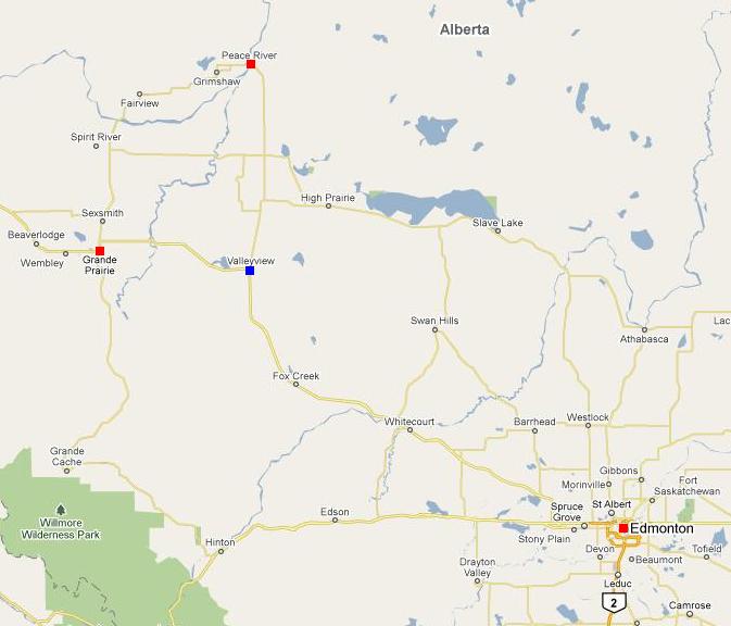 Map of Northern Alberta, Canada